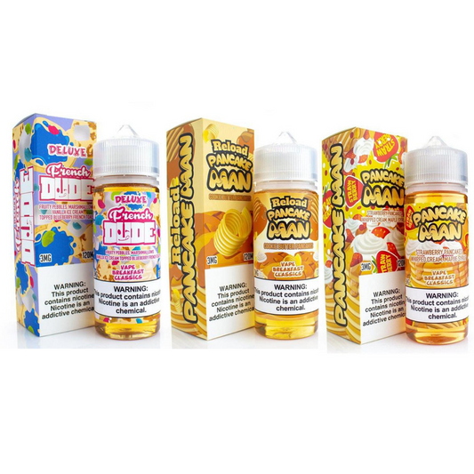 Vape Breakfast Classics 120mL Vape Juice Best Flavors French Dude Pancake Man