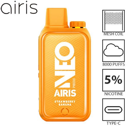 Airis Neo P8000 8000 Puffs Disposable Vape Best Flavor Strawberry Banana