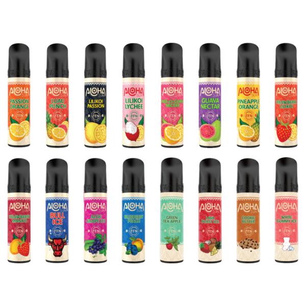 3%3% Aloha Sun TFN Vape Disposable 8mL 1 Pack Best Flavors Passion Orange Luau Punch Lilikoi Passion Lilikoi Lychee Pass-O-Guava Nectar Guava Nectar Pineapple Orange Strawberry Lilikoi Strawberry Mango Bull Ice Aloe Grape Ice Strawberry Peach Green Tea Apple Lava Burst Ice Cookie Butter White Gummy Ice