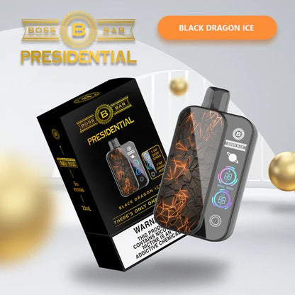 Best Deal Boss Bar Presidential 18000 Puffs Rechargeable Disposable 5-Pack - Black Dragon Ice