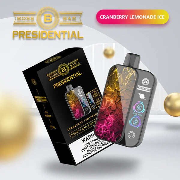 Best Deal Boss Bar Presidential 18000 Puffs Rechargeable Disposable 5-Pack - Cranberry Lemonade