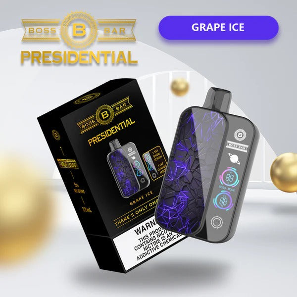 Best Deal Boss Bar Presidential 18000 Puffs Rechargeable Disposable 5-Pack - Grape Ice