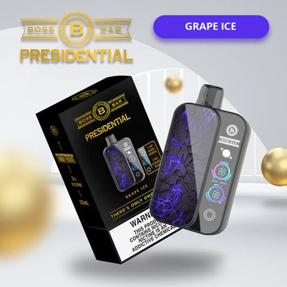 Best Deal Boss Bar Presidential 18000 Puffs Rechargeable Disposable 5-Pack - Grape Ice