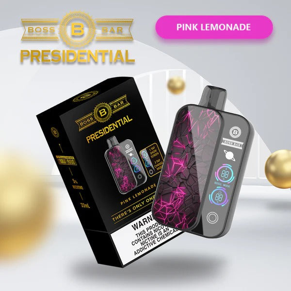 Best Deal Boss Bar Presidential 18000 Puffs Rechargeable Disposable 5-Pack - Pink Lemonade