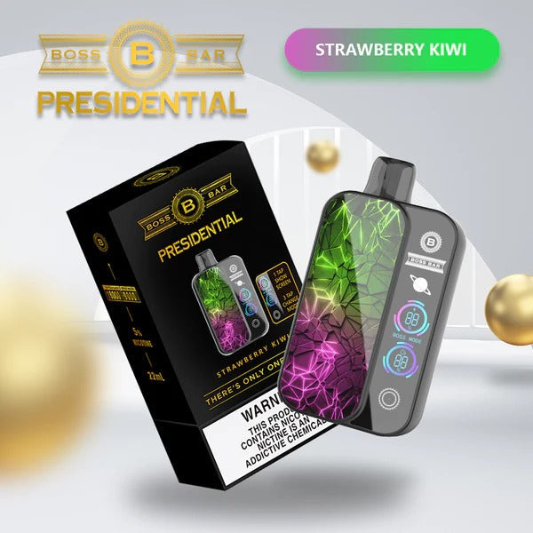 Best Deal Boss Bar Presidential 18000 Puffs Rechargeable Disposable 5-Pack - Strawberry Kiwi