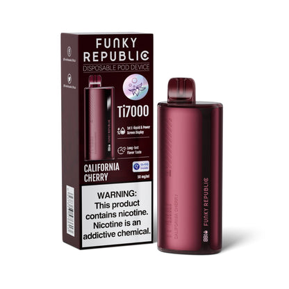 Funky Republic Ti7000 Disposable Vape 17mL 5 Pack Best Flavor California Cherry