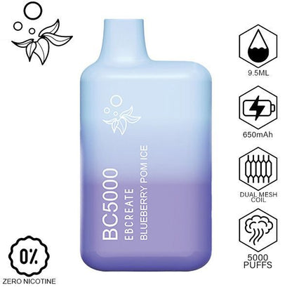 Best Deal Elf EBCREATE BC5000 ZERO Disposable Vape  9.5mL Blueberry Pom Ice
