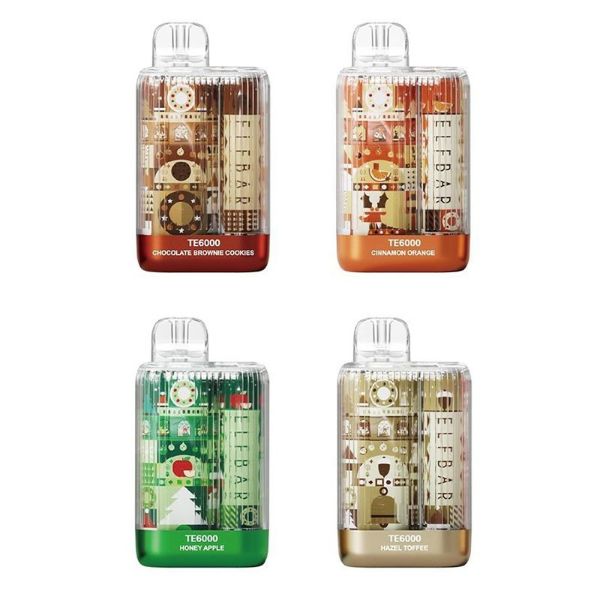 ElfBar TE6000 Puff Recharge Vape Best Flavors Chocolate Brownie Cookies Cinnamon Orange Honey Apple Hazel Toffee
