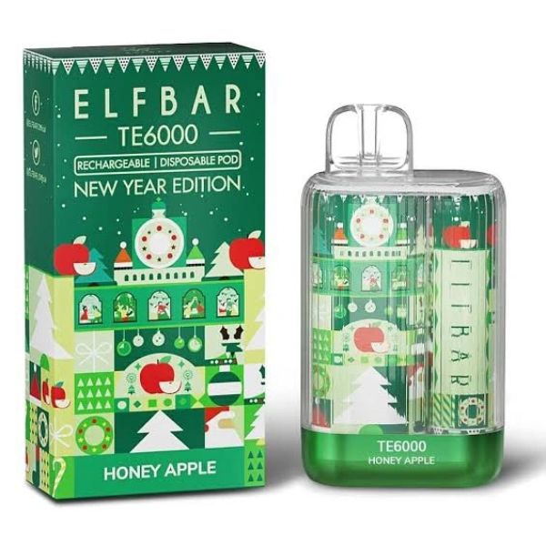 ElfBar TE6000 Puff Recharge Vape Best Flavor Honey Apple