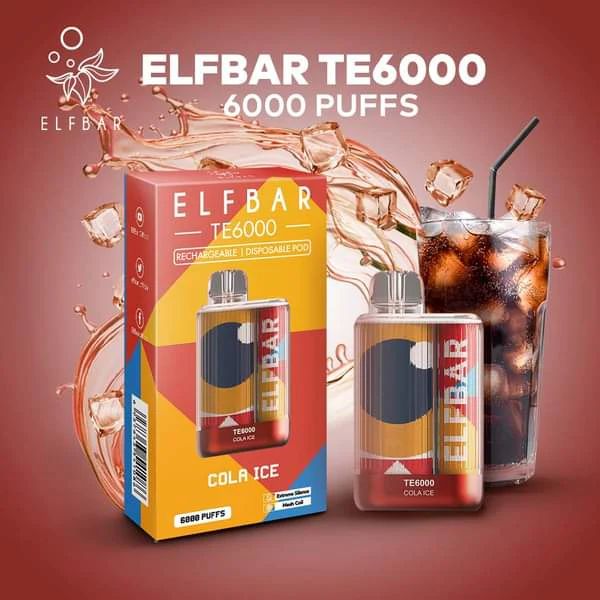 ElfBar TE6000 Puff Recharge Vape Best Flavor Cola Ice