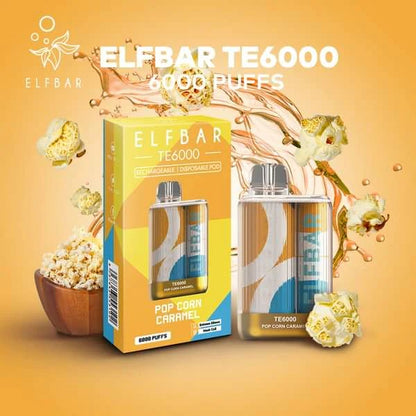 ElfBar TE6000 Puff Recharge Vape Best Flavor Pop Corn Caramel