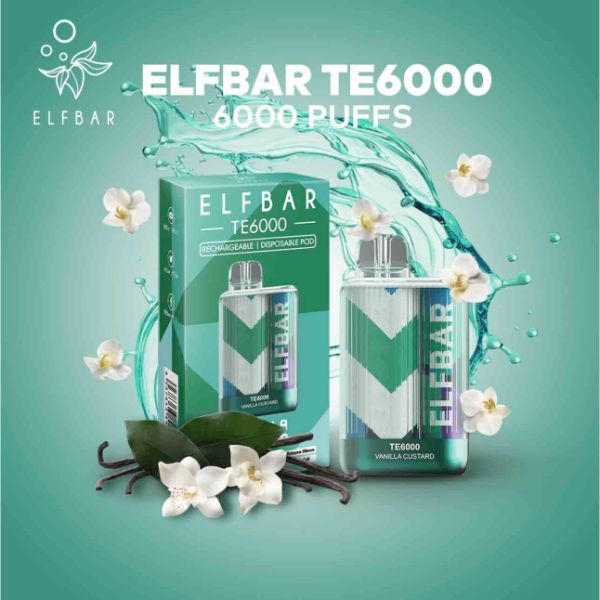 ElfBar TE6000 Puff Recharge Vape Best Flavor Vanilla Custard