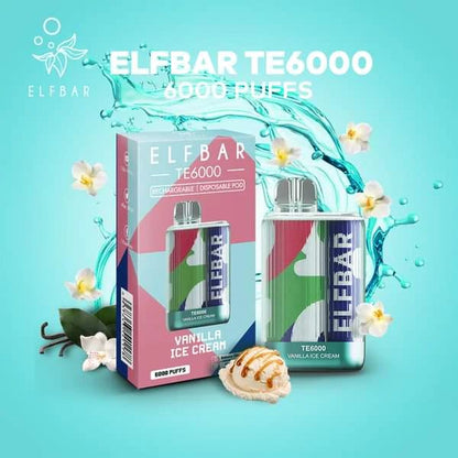 ElfBar TE6000 Puff Recharge Vape Best Flavor Vanilla Ice Cream