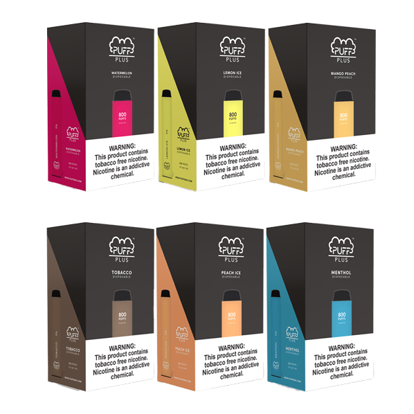 Puff Plus TFN Single Disposable Vape 3.5mL Best Flavors Watermelon Lemon Ice Mango Peach Tobacco Peach Ice Menthol