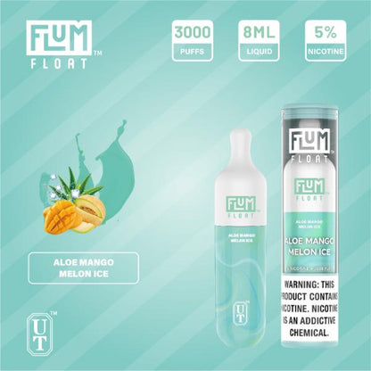 Flum Float 3000 Puffs Disposable Vape 8mL 10 Pack Best Flavor Aloe Mango Melon Ice