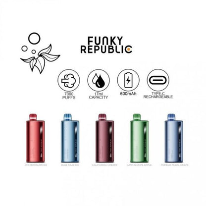 Funky Republic Ti7000 Disposable Vape 17mL 5 Pack Best Flavors