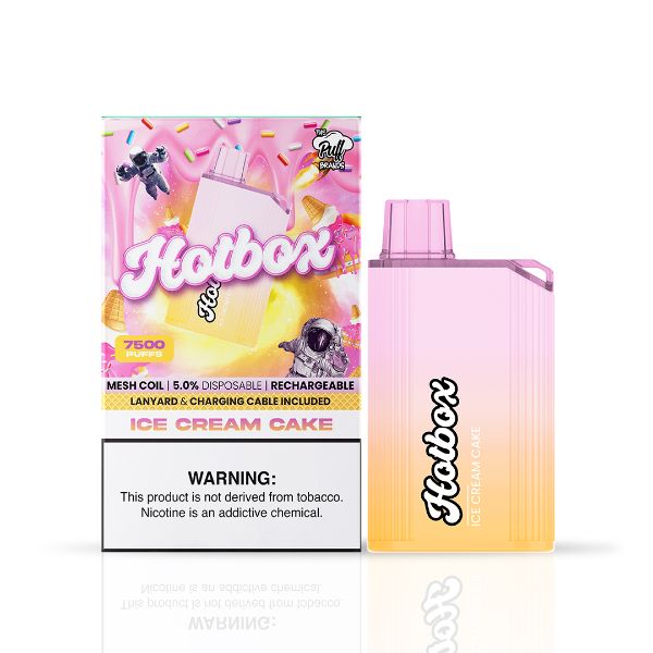 Puff HotBox 7500 Puffs Disposable Vape 16mL 5 Pack Best Flavor Ice Cream Cake