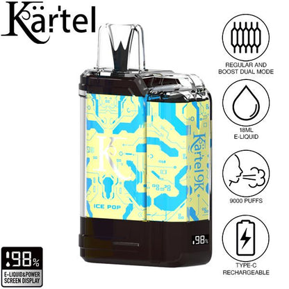 Kartel 9k by Vapmod 9000 Puffs 18mL Disposable Vape Best Flavor Ice Pop