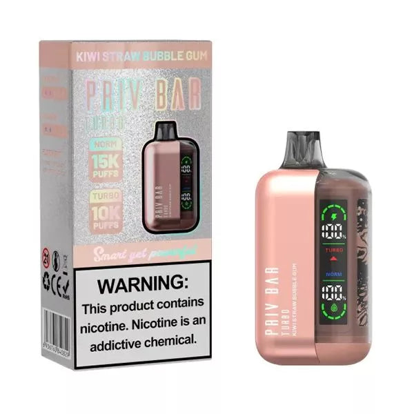 Best Deal SMOK Priv Bar Turbo 15000 Puffs Disposable Vape 16mL - Kiwi Straw Bubble Gum