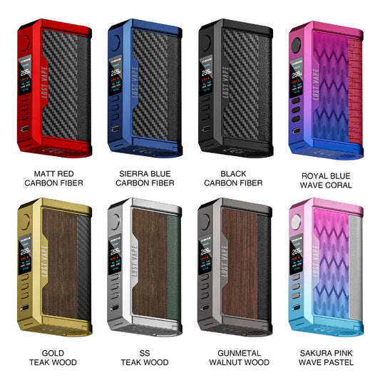 Lost Vape Centaurus Quest 200W Mod Best Matt Red Carbon Fiber Sierra Blue Carbon Fiber Black Carbon Fiber Royal Blue Wave Coral Gold Teak Wood SS Teak Wood Gunmetal Walnut Wood Sakura Pink Wave Pastel