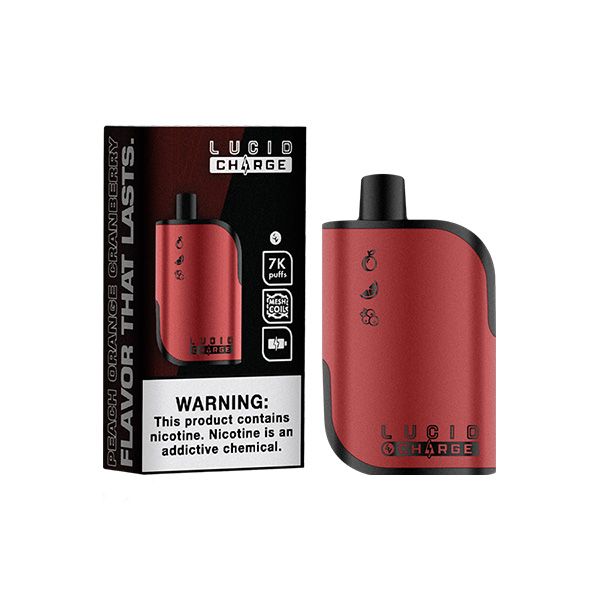 Best Deal Lucid Charge 7000 Puffs Disposable Vape 14mL Peach Orange Cranberry