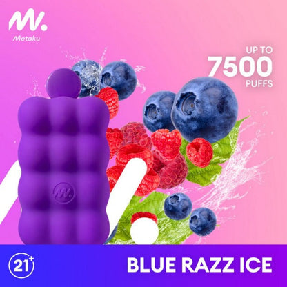 Best Deal Metaku Spongie 7500 Puffs Disposable Vape 12mL 5 Pack Best Flavor Blue Razz Ice