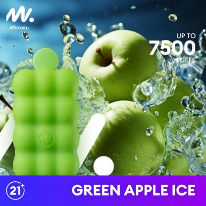 Best Deals Metaku Spongie 7500 Puffs Disposable Vape 12mL 5 Pack Best Flavor Green Apple Ice
