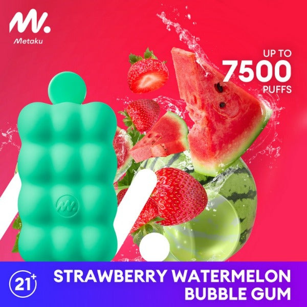 Best Deals Metaku Spongie 7500 Puffs Disposable Vape 12mL 5 Pack Best Flavor Strawberry Watermelon Bubblegum