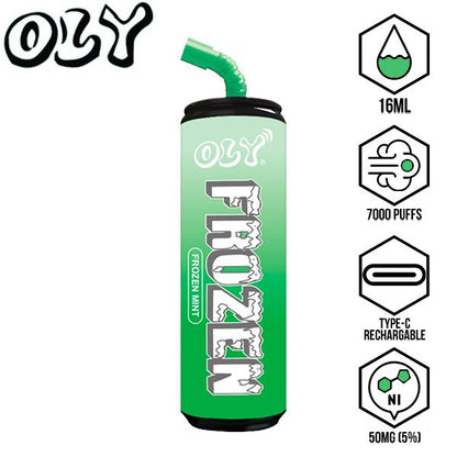 Oly Frozen 7000 Puffs Disposable Vape 10 Pack 16mL Best Flavor Frozen Mint