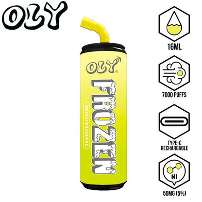 Oly Frozen 7000 Puffs Disposable Vape 10 Pack 16mL Best Flavor Mango Milkshake