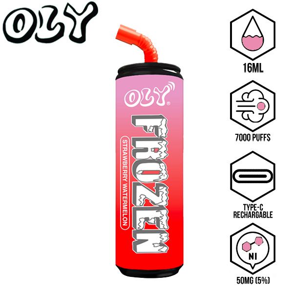 Oly Frozen 7000 Puffs Disposable Vape 10 Pack 16mL Best Flavor Strawberry Watermelon