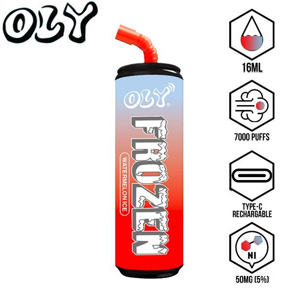 Oly Frozen 7000 Puffs Disposable Vape 10 Pack 16mL Best Flavor Watermelon Ice