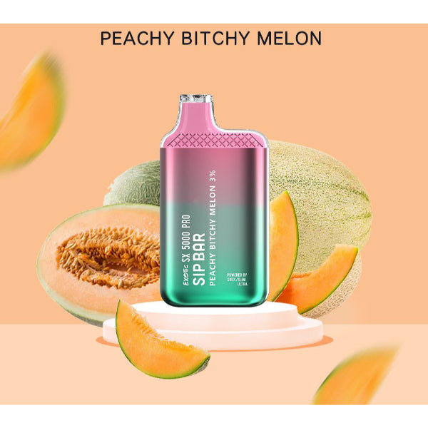Best Deals Exotic Sip Bar SX 5000 Puffs Disposable Vape 13mL Best Flavor Peachy Bitchy Melon