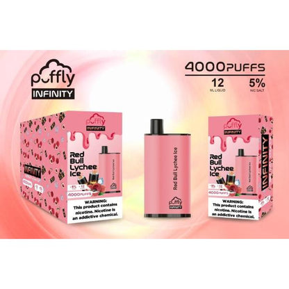 Red Bull Lychee Ice Puffly Infinity 4000 Puffs Disposable 5-Pack Bulk Price!