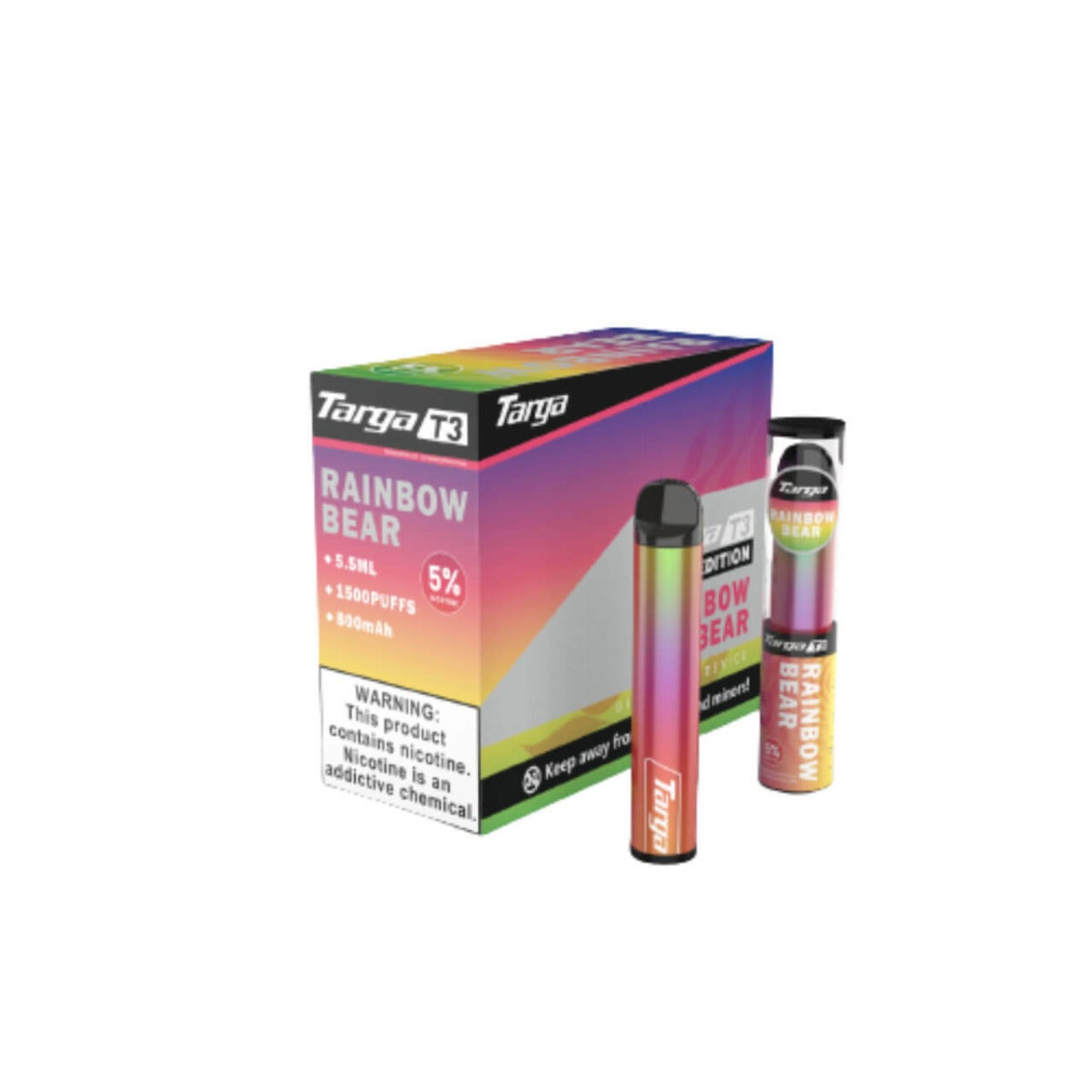 Targa T3 Single Disposable Vape 5mL Best Flavor Rainbow Bear