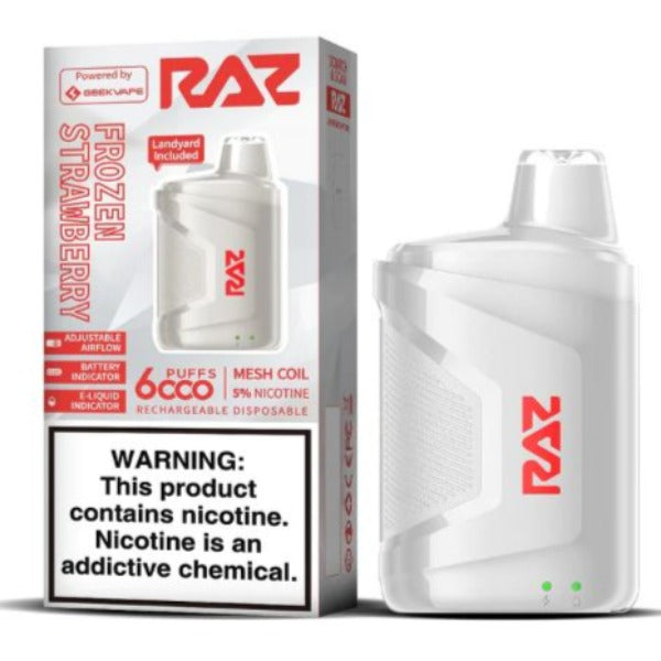 Best Deal Raz CA6000 6000 Puffs by Geek Vape Disposable 10-Pack 10 mL Frozen Strawberry