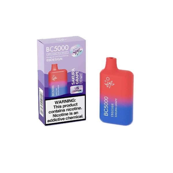 Best Deals Elf Bar BC5000 1Pk Disposable Vape Best Flavor 13mL Sakura Grape