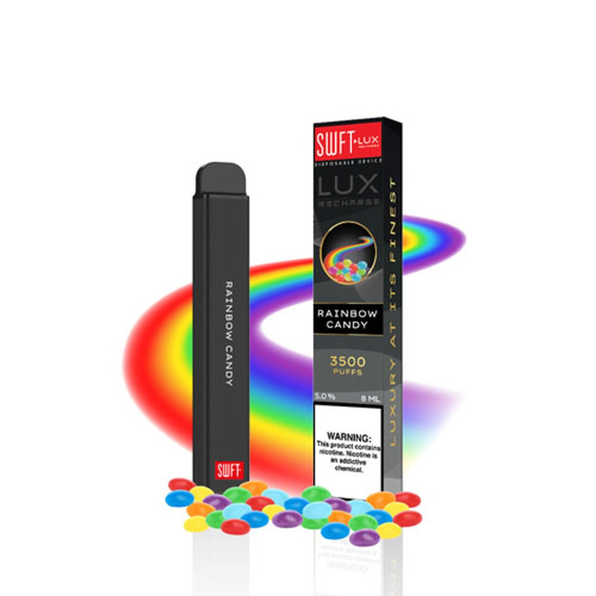 SWFT Lux Rechargeable Single Disposable Vape 8mL Best Flavor Rainbow Candy