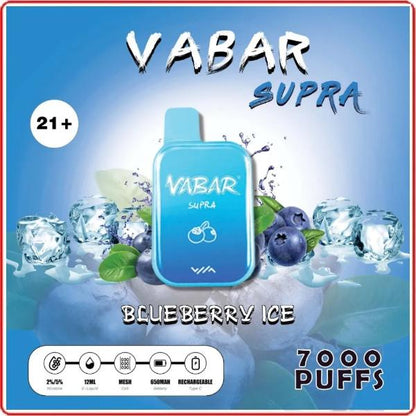 Blueberry Ice Vabar Supra 7000 Puffs Disposable 10-Pack Wholesale Deal!