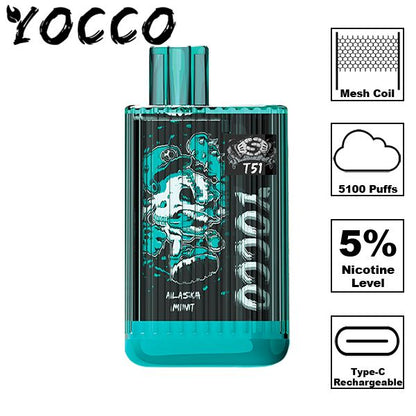 Yocco T51 Disposable Vape 13mL Best Flavor Alaska Mint